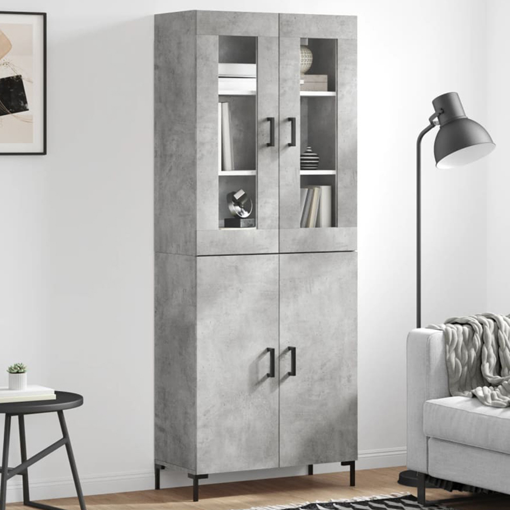 vidaXL 4 Door Concrete Grey Highboard Image 1