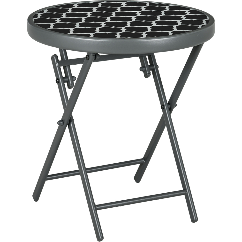 Outsunny Black Glass Top Round Foldable Garden Table Image 2