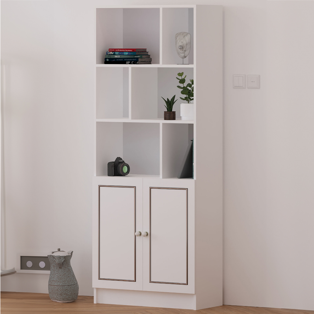 Evu Clement 2 Door White Bookcase Image 1