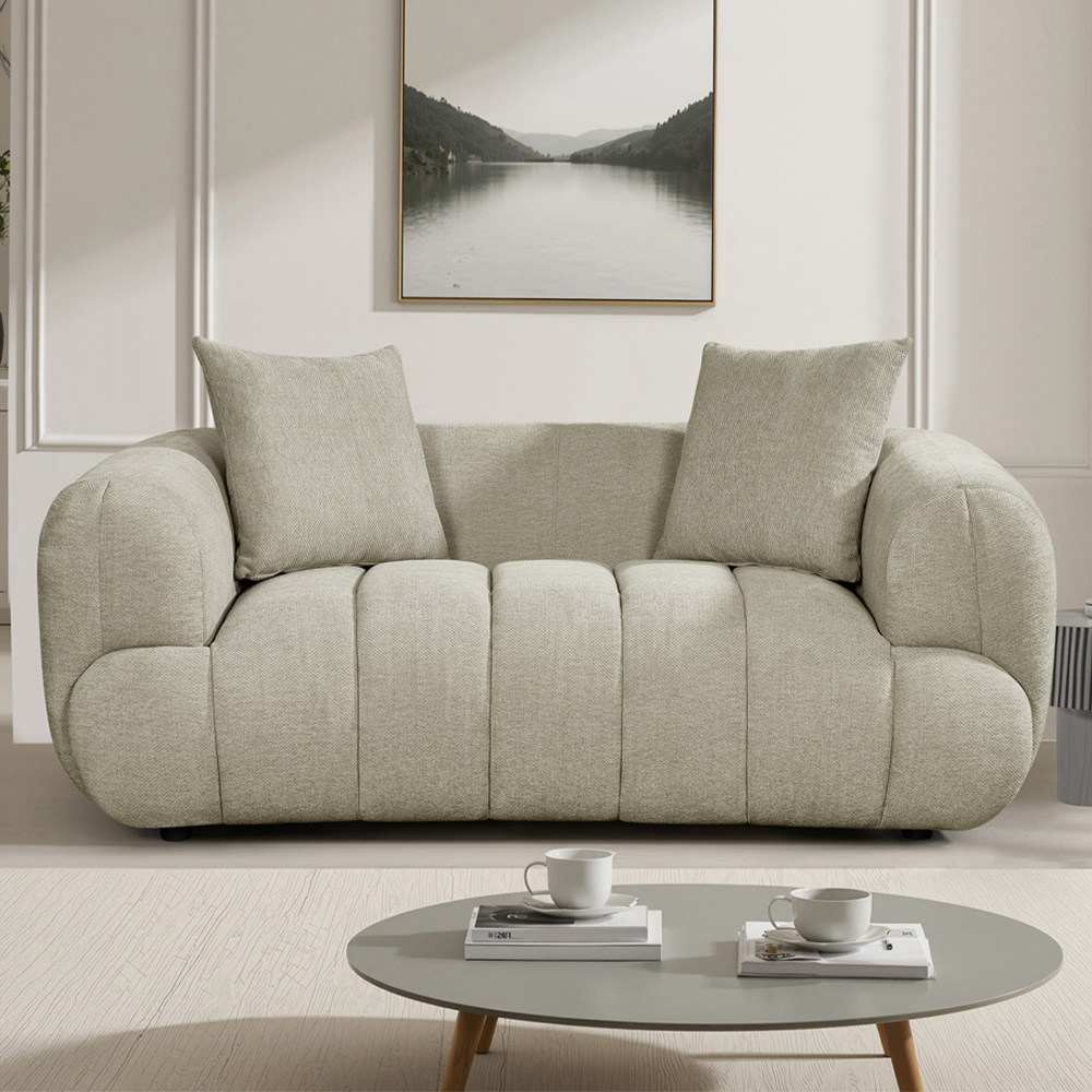 Artemis Home Claremont 2 Seater Beige Fabric Sofa Image 1