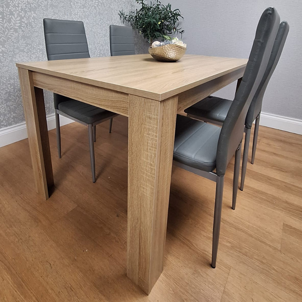Kosy Koala 4 Seater Leather Dining Table Set Oak Effect and Grey Image 1