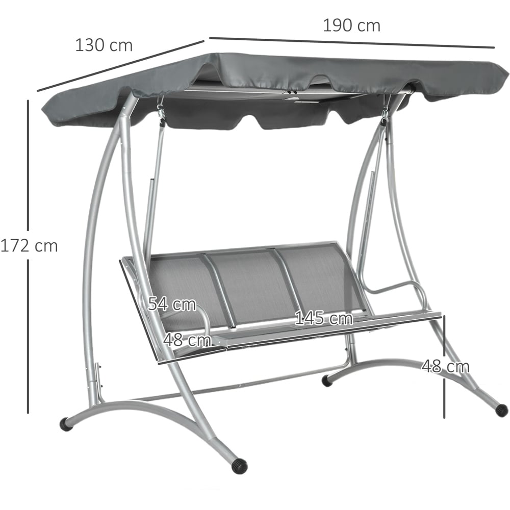 Outsunny 3 Seater Dark Grey Swing Chair with Canopy Image 7
