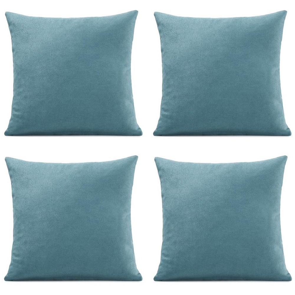 Alan Symonds Teal Plain Velvet Chenille Cushion with Polyester Filled Pad 45 x 45cm 4 Pack Image