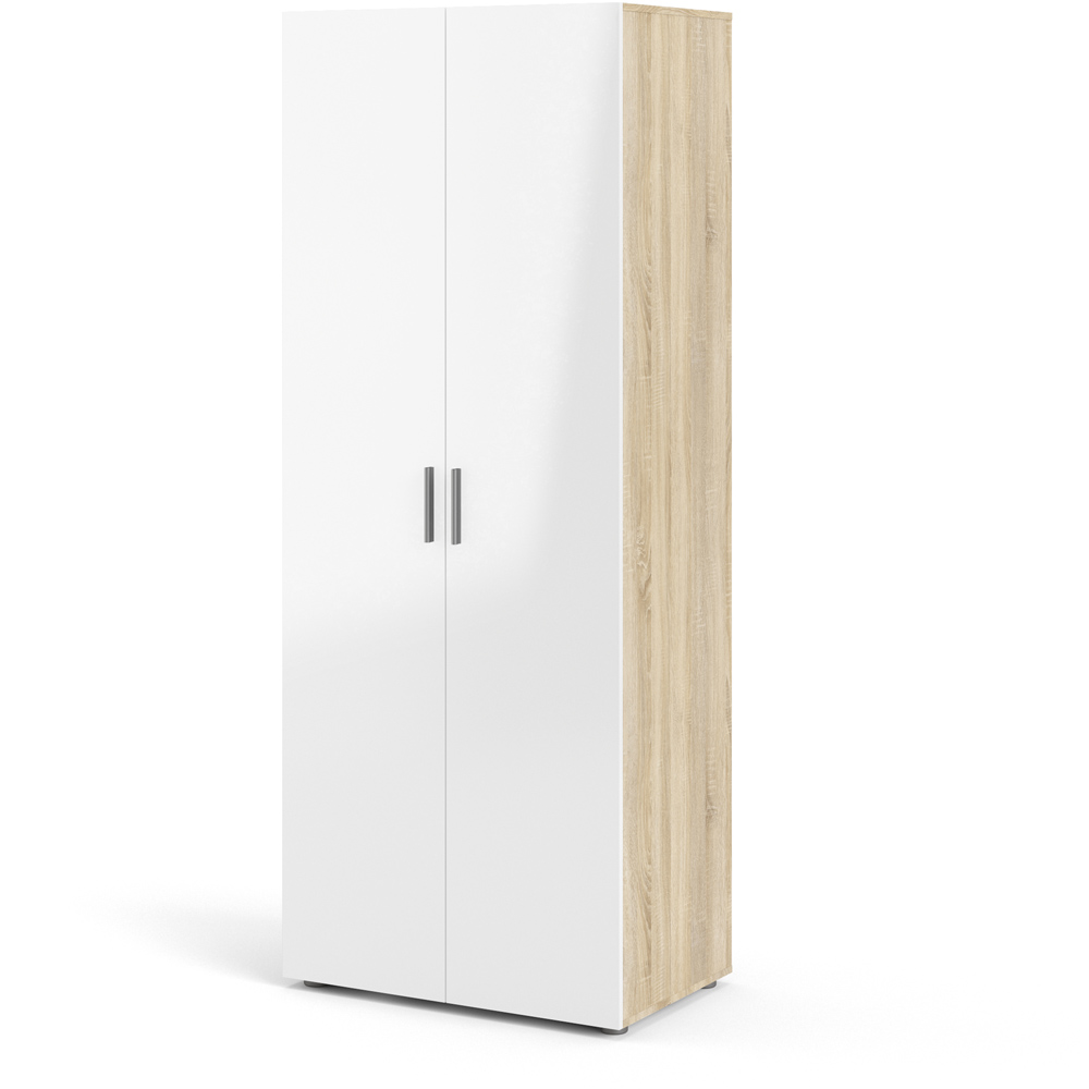 Florence 2 Door Oak and White High Gloss Wardrobe Image 4