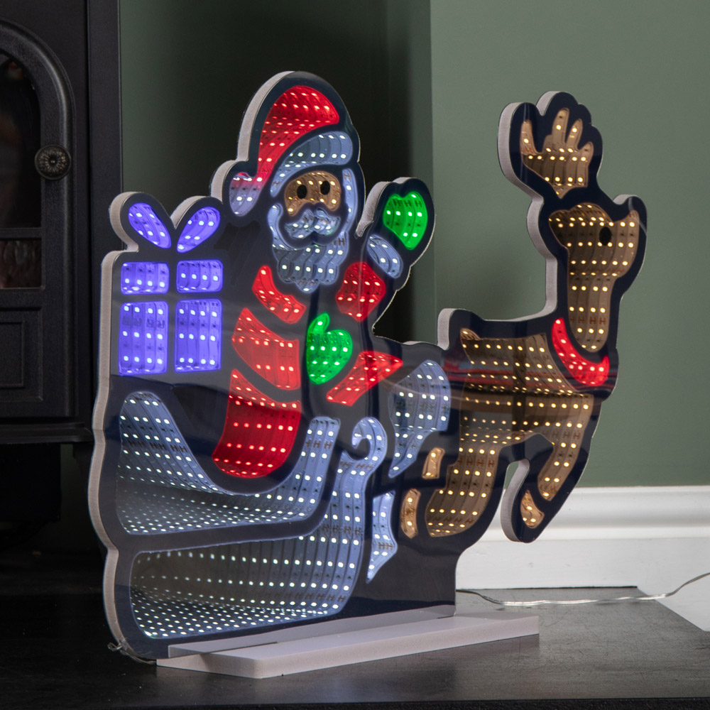 Samuel Alexander Light Up Santa with Present Christmas Infinity Mirror 60cm Image 9