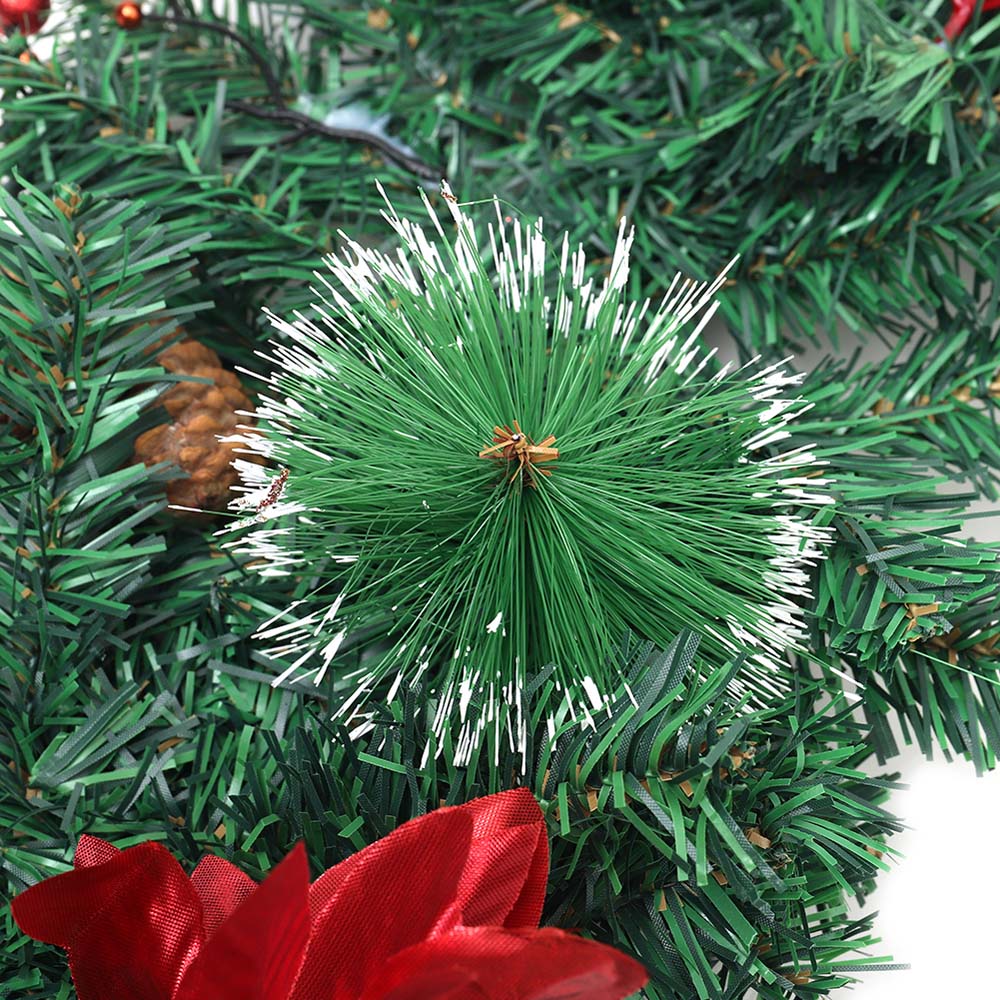 Living and Home Christmas Garland with Red Baubles Berries and Pinecones 270cm Image 5