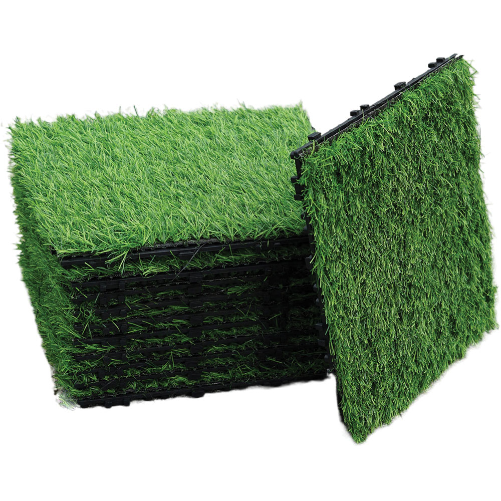 Gr8 Garden 11 Piece Artificial Grass Interlocking Floor Decking Tiles Image
