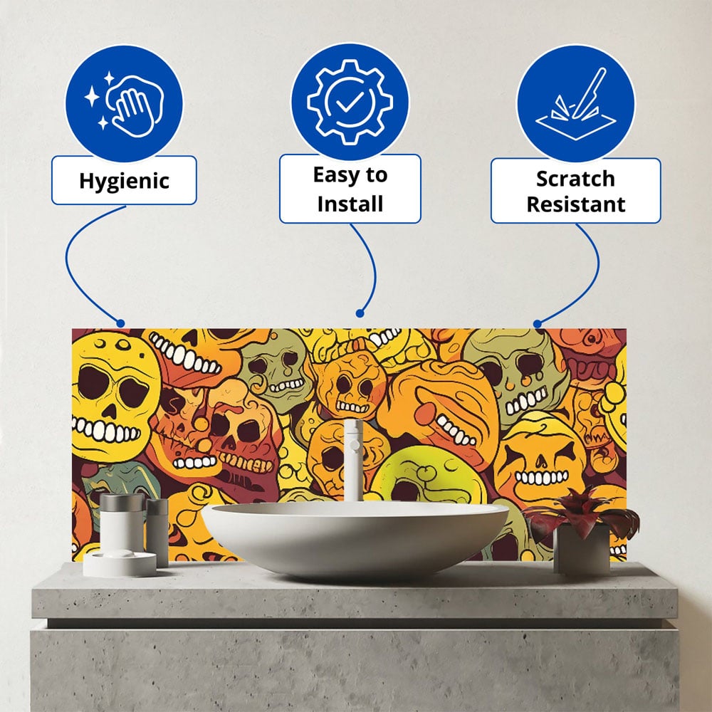 Warren Reed Designer Autumnal Skulls Bathroom Splashback 25 x 60cm Image 3