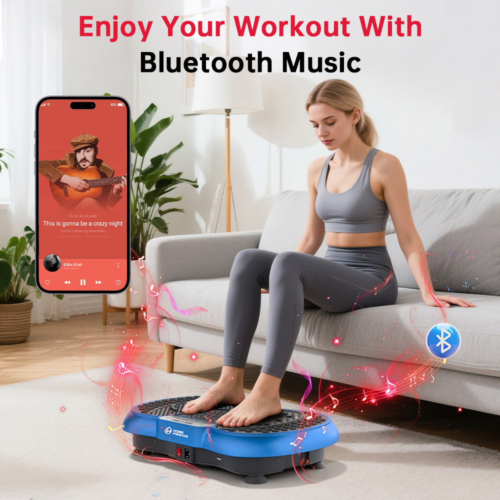 Rattrix Blue Vibration Plate Exercise Machine with Bluetooth Speaker and Resistance Bands Image 3