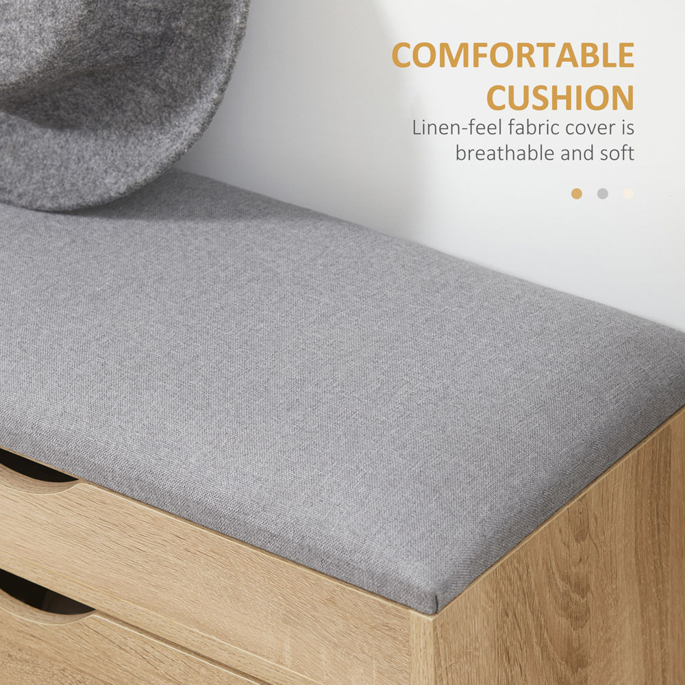 Portland Natural Shoe Bench with Padded Seat Image 6