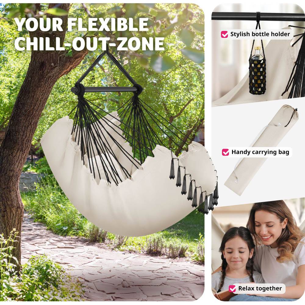 tectake Malika Beige Hanging Chair 150kg Image 7