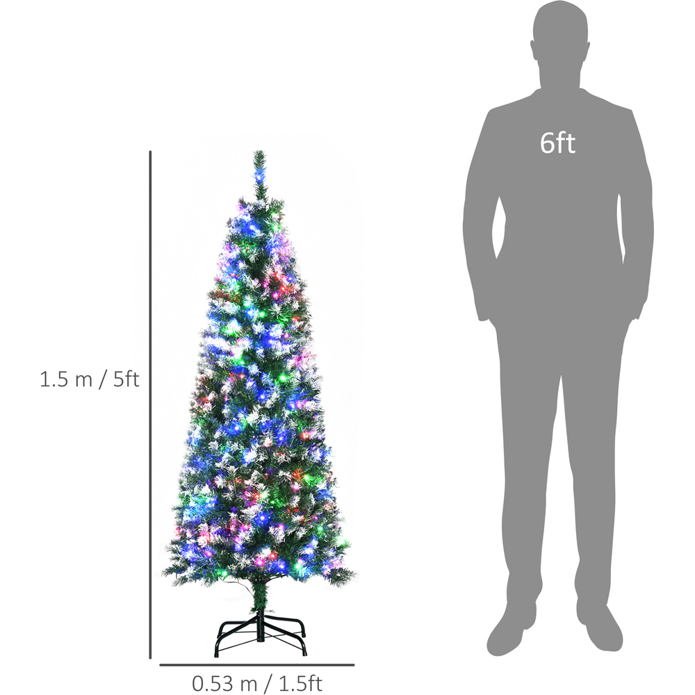 Everglow Colourful LED Pre-Lit Pencil Slim Green Artificial Christmas Tree 5ft Image 8