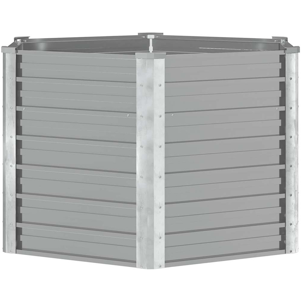 vidaXL Grey Galvanised Steel Raised Garden Bed 129 x 129 x 77cm Image 4