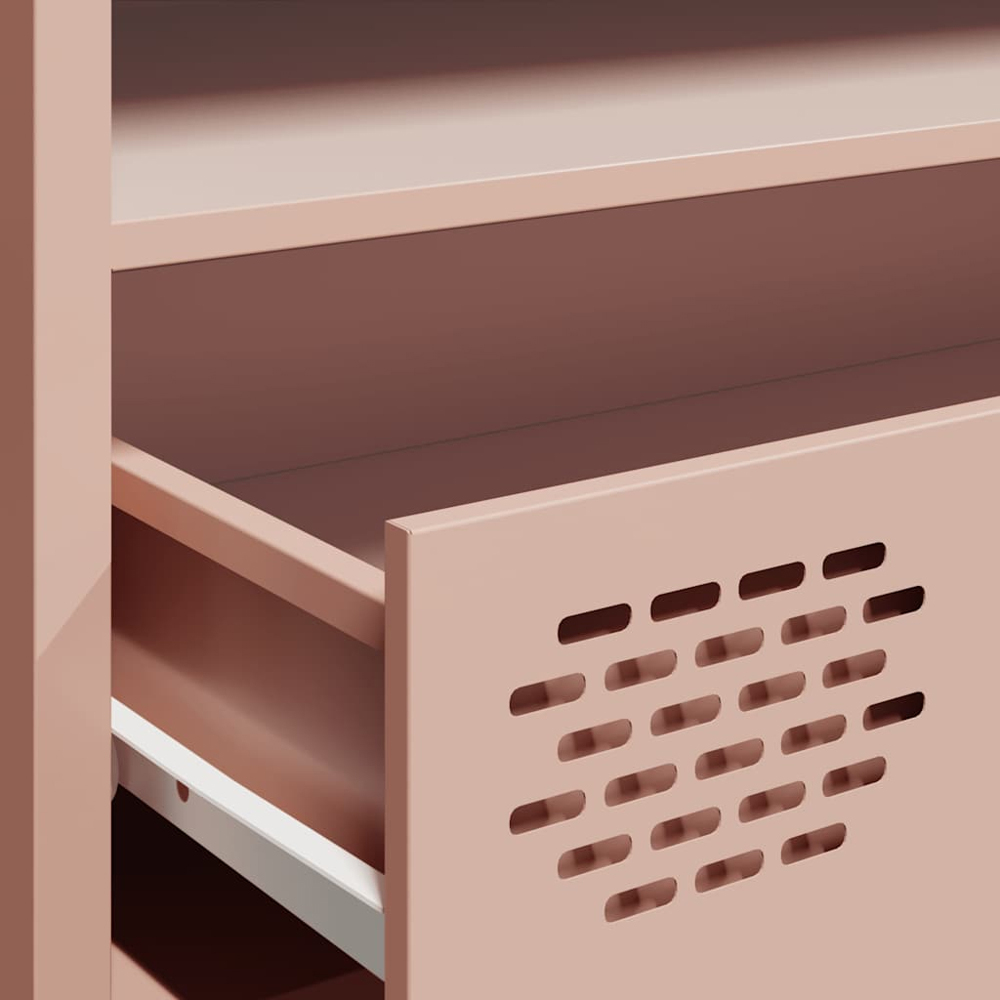 vidaXL 3 Drawer 3 Shelf Pink Steel Wide TV Cabinet Image 8
