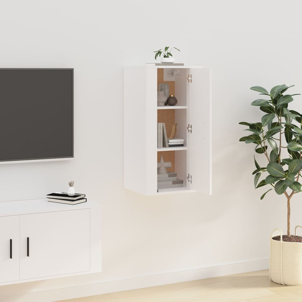 vidaXL Single Door White Wall Mounted TV Cabinet Image 9