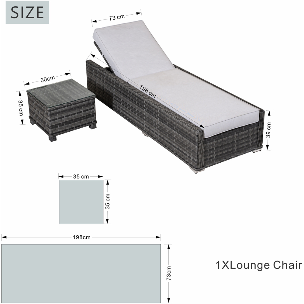 Direct Wicker Grey 5-Position Sun Lounger with Side Table Image 9