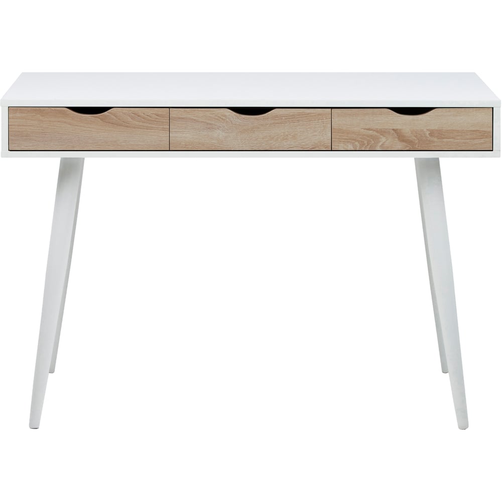 Florence Neptun 3 Drawer White and Oak Desk Image 3
