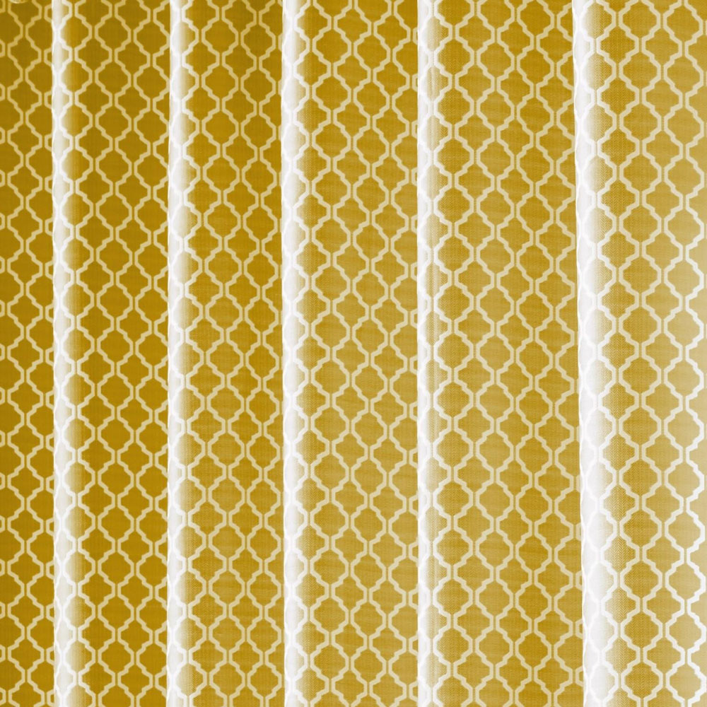 Alan Symonds Wold Ochre and White Ring Top Eyelet Curtains 117cm x 137cm Image 3