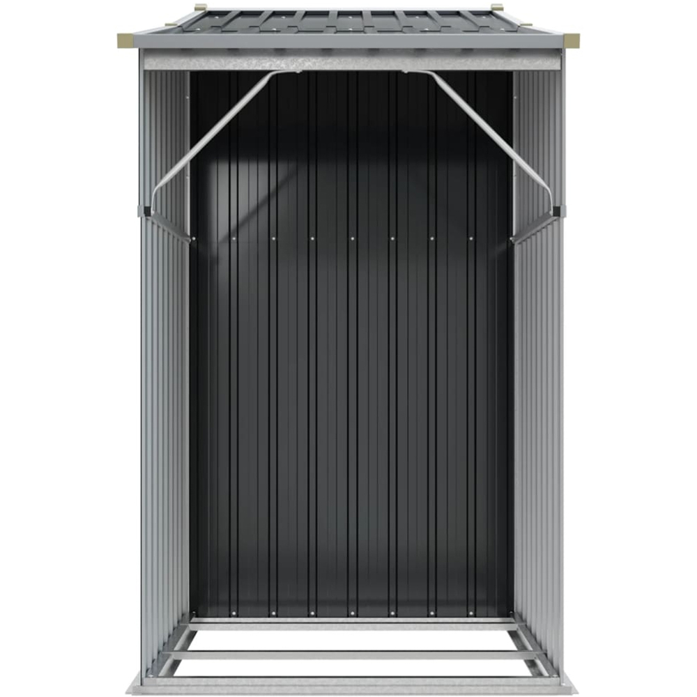 vidaXL 9 x 3.6ft Anthracite Galvanised Steel Apex Garden Shed with Firewood Stand Image 2