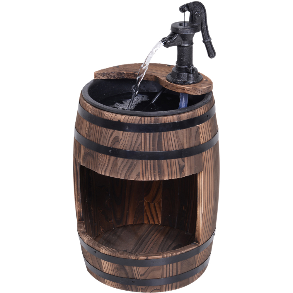Outsunny Wood Barrel Electric Water Fountain Image 1