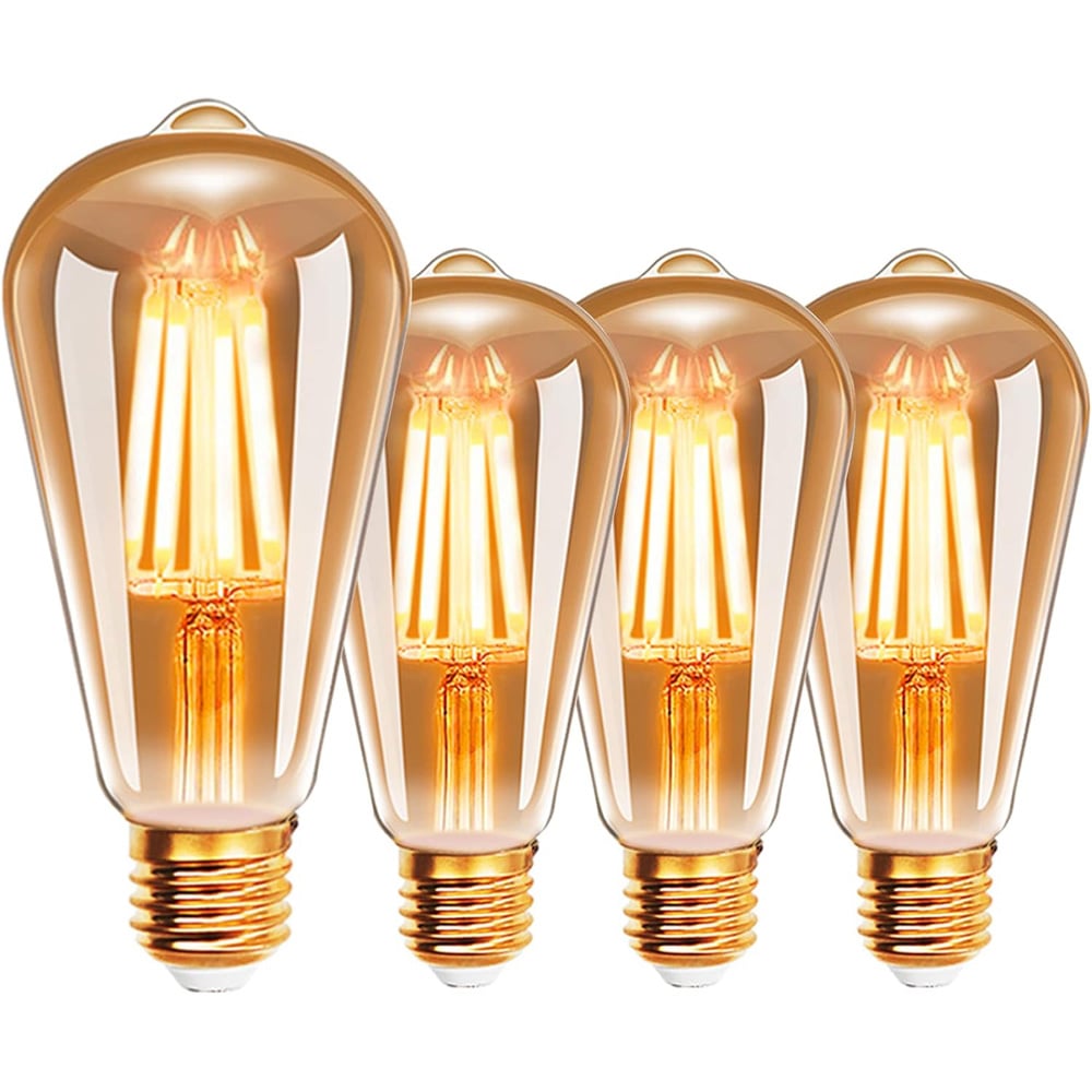 ExtraStar 4 Pack 8W Vintage Filament Light Bulb Image 1