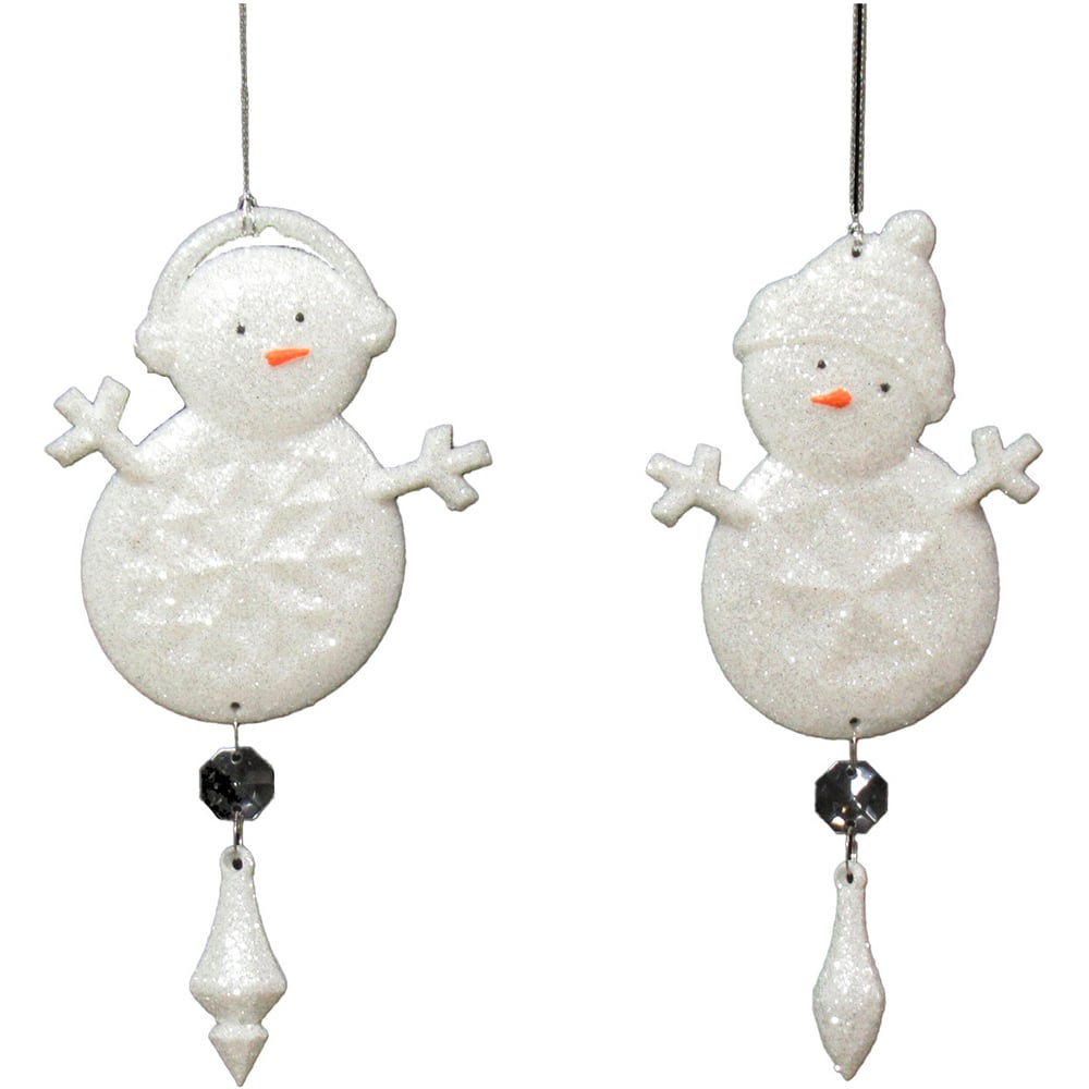 Single Alpine Lodge White Icicle Glitter Snowman in Assorted styles Image