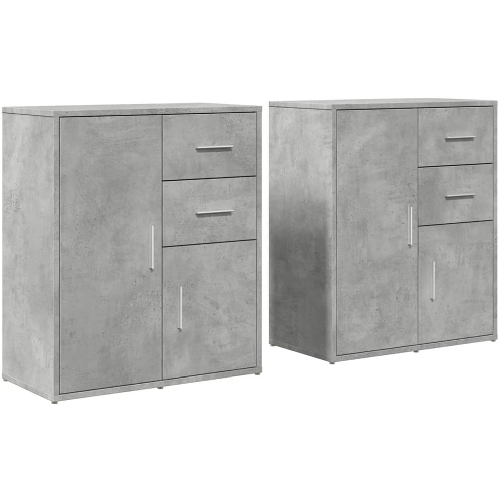 vidaXL 2 Door 2 Drawer Concrete Grey Sideboard 2 Pack Image 2