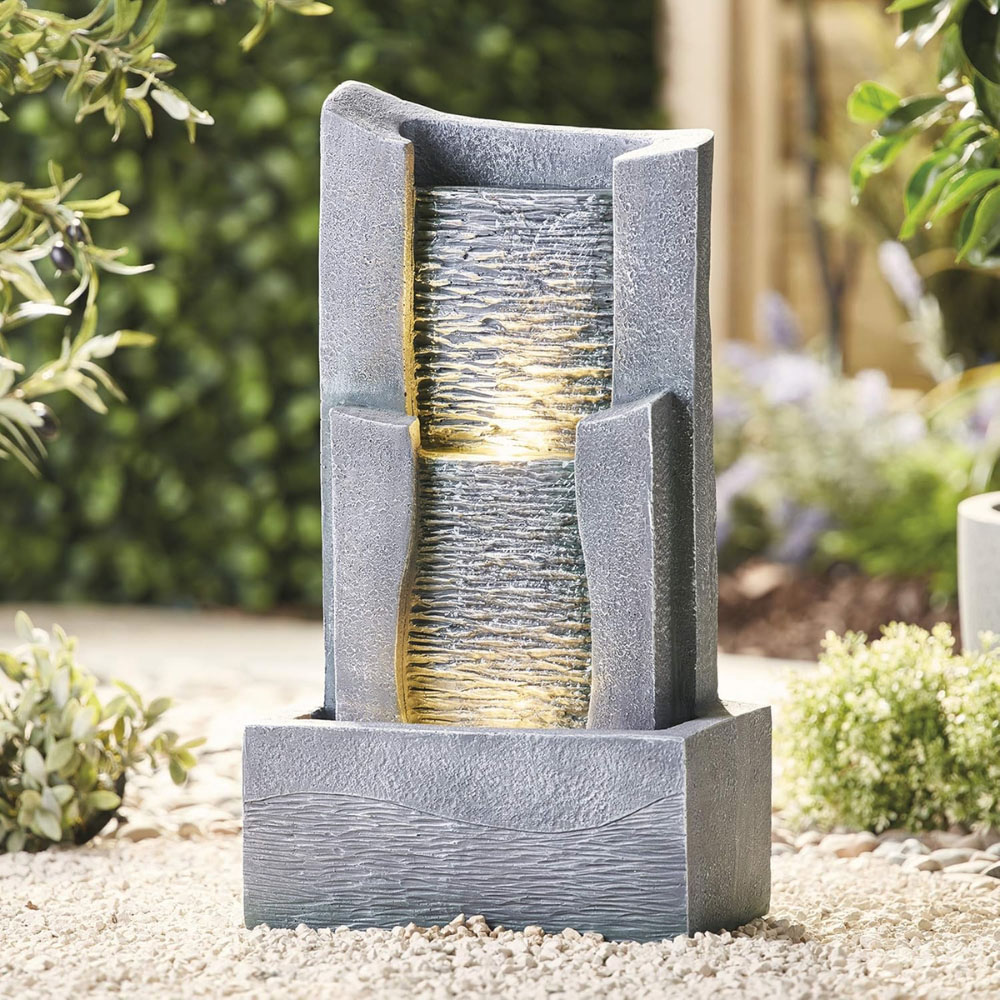 Serenity Vertical Slate Waterfall Mains Powered LED Water Feature Image 3
