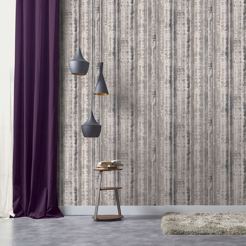 Galerie Grunge Corrugated Metal Effect Grey Wallpaper Image 2