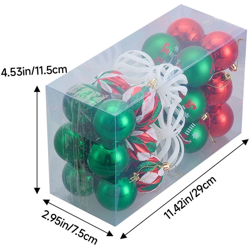 Living and Home Red Green and Clear Christmas Tree Decoration Ornaments 30 Pack Image 8