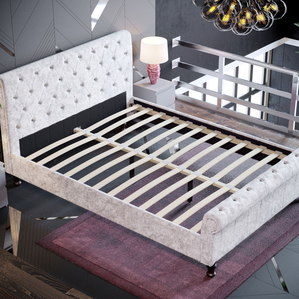 VIDA DESIGNS Violetta King Size Silver Crushed Velvet Bed Frame Image 5