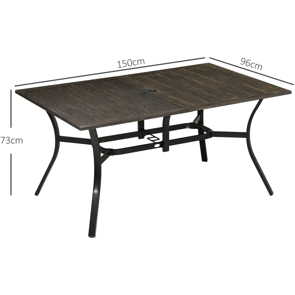 Outsunny 6 Seater Wood Effect Steel Garden Table Image 8
