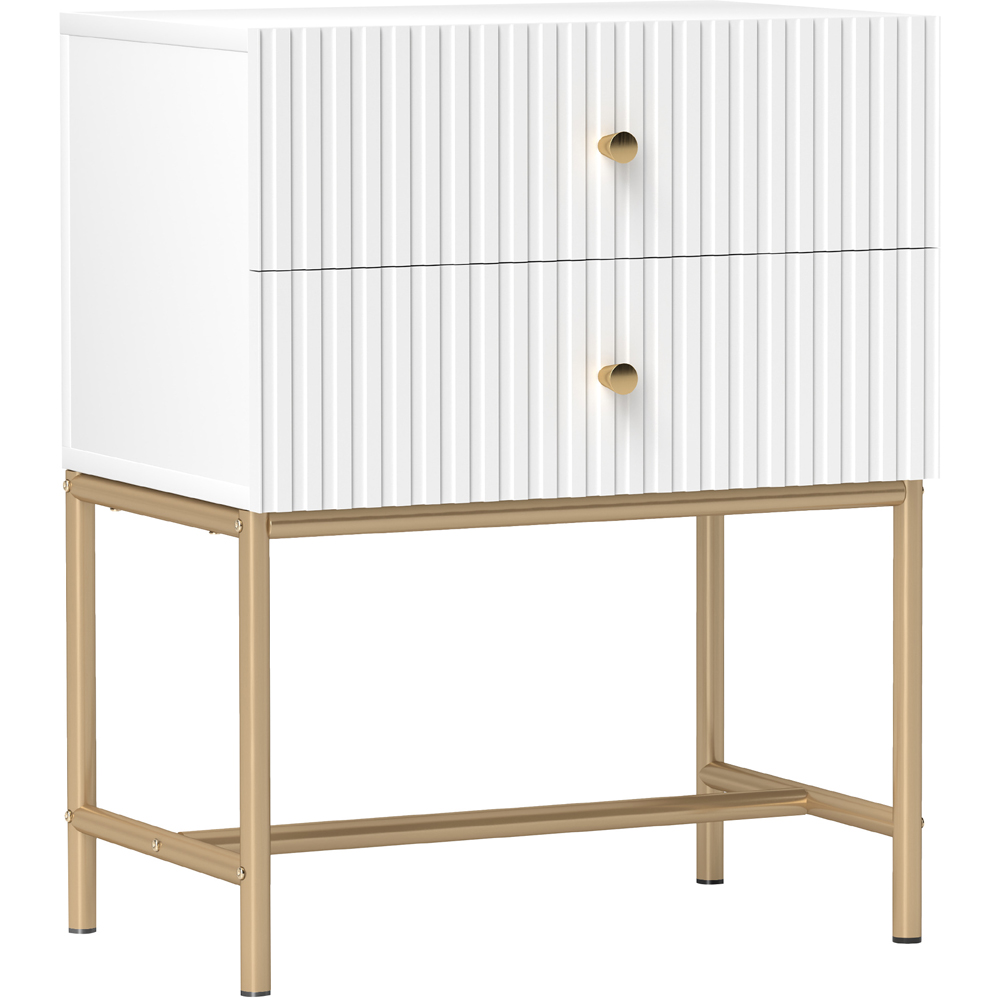 Portland 2 Drawer White Modern Bedside Table Image 2