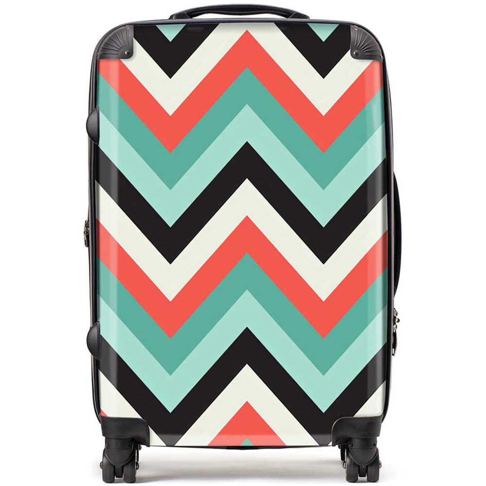 Warren Reed Designer Medium Geometric Coloured Chevron Pattern Suitcase Image 1
