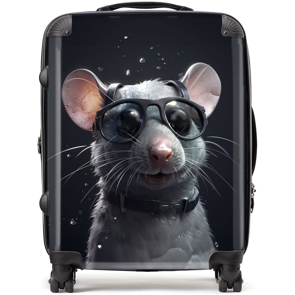Warren Reed Designer Large Splashart Rat in Glasses Suitcase Image 1