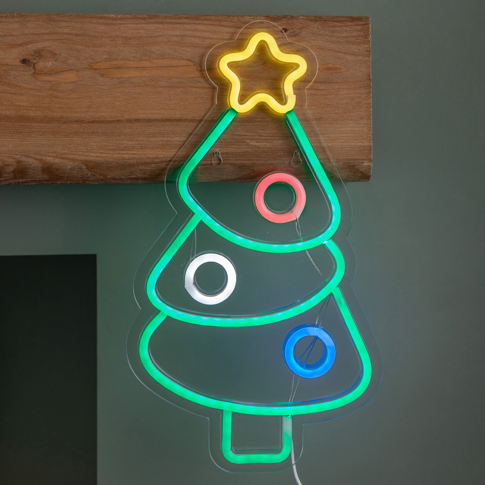Samuel Alexander Multicolour LED Light Up Christmas Bauble Tree Neon Sign 40cm Image 2