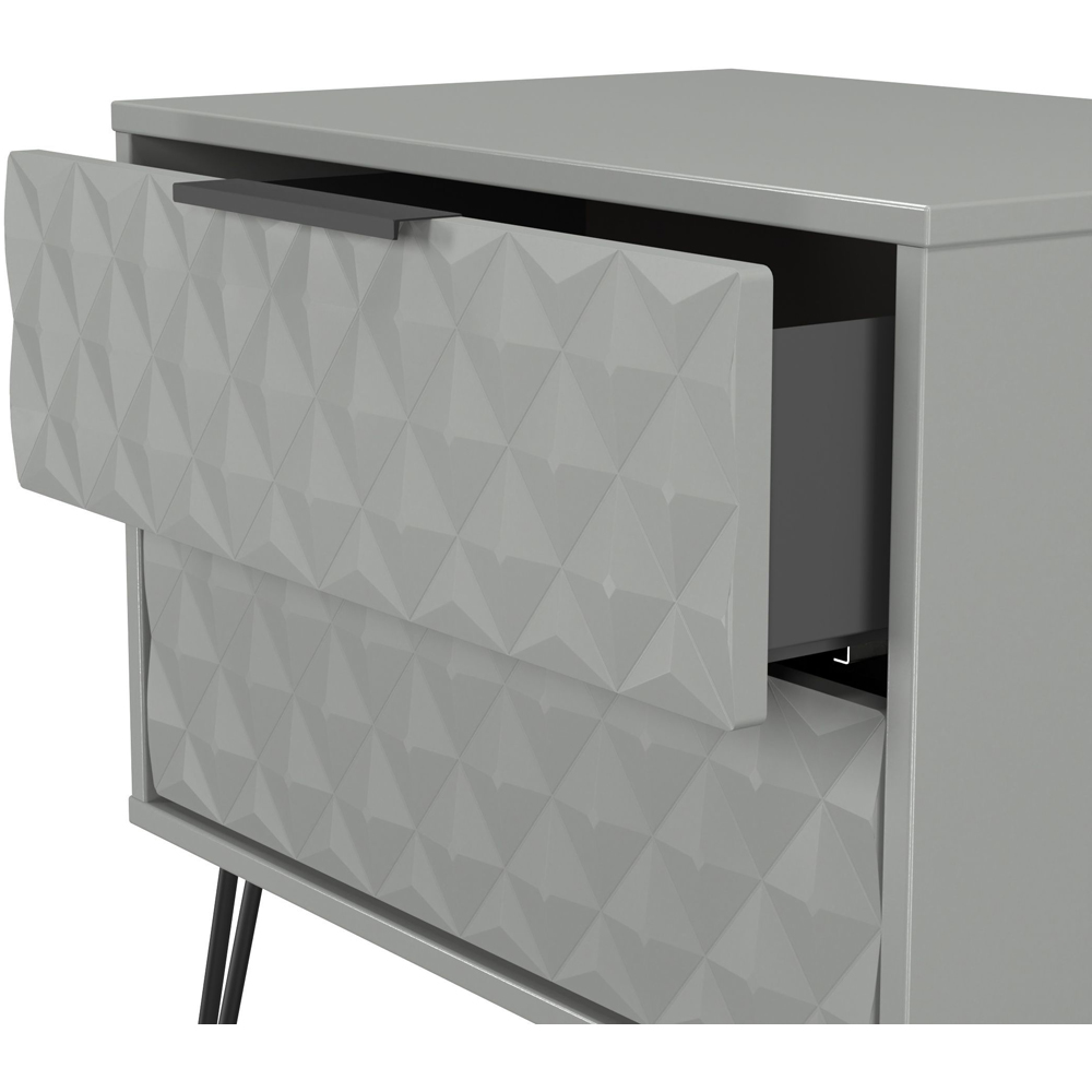 Crowndale Harlequin 2 Drawer Dusk Grey Side Table Ready Assembled Image 6