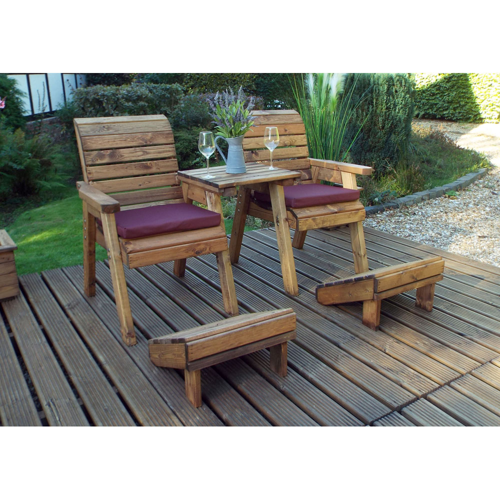 Charles Taylor 2 Seater Straight Deluxe Lounger Set with Red Cushions Image 2