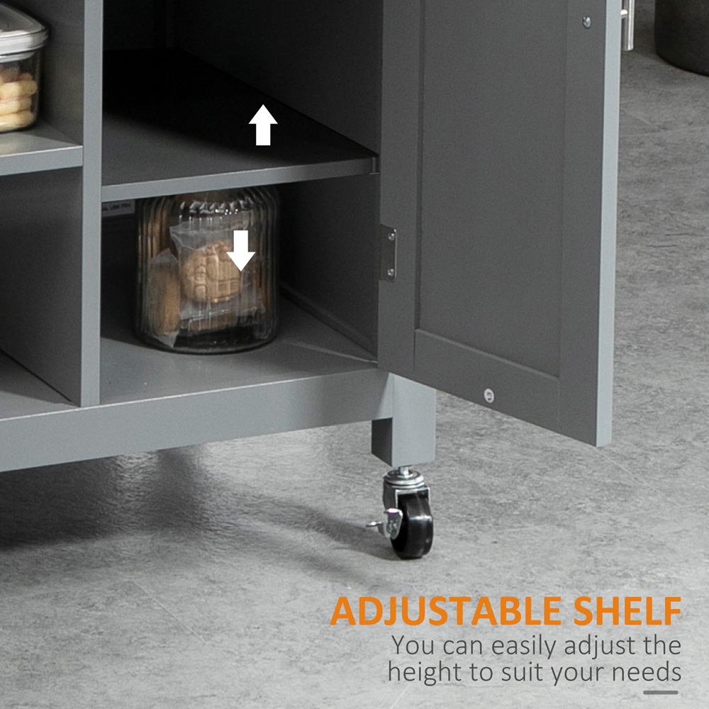 HOMCOM Single Drawer Single Door 3 Shelf Grey Kitchen Trolley Image 7