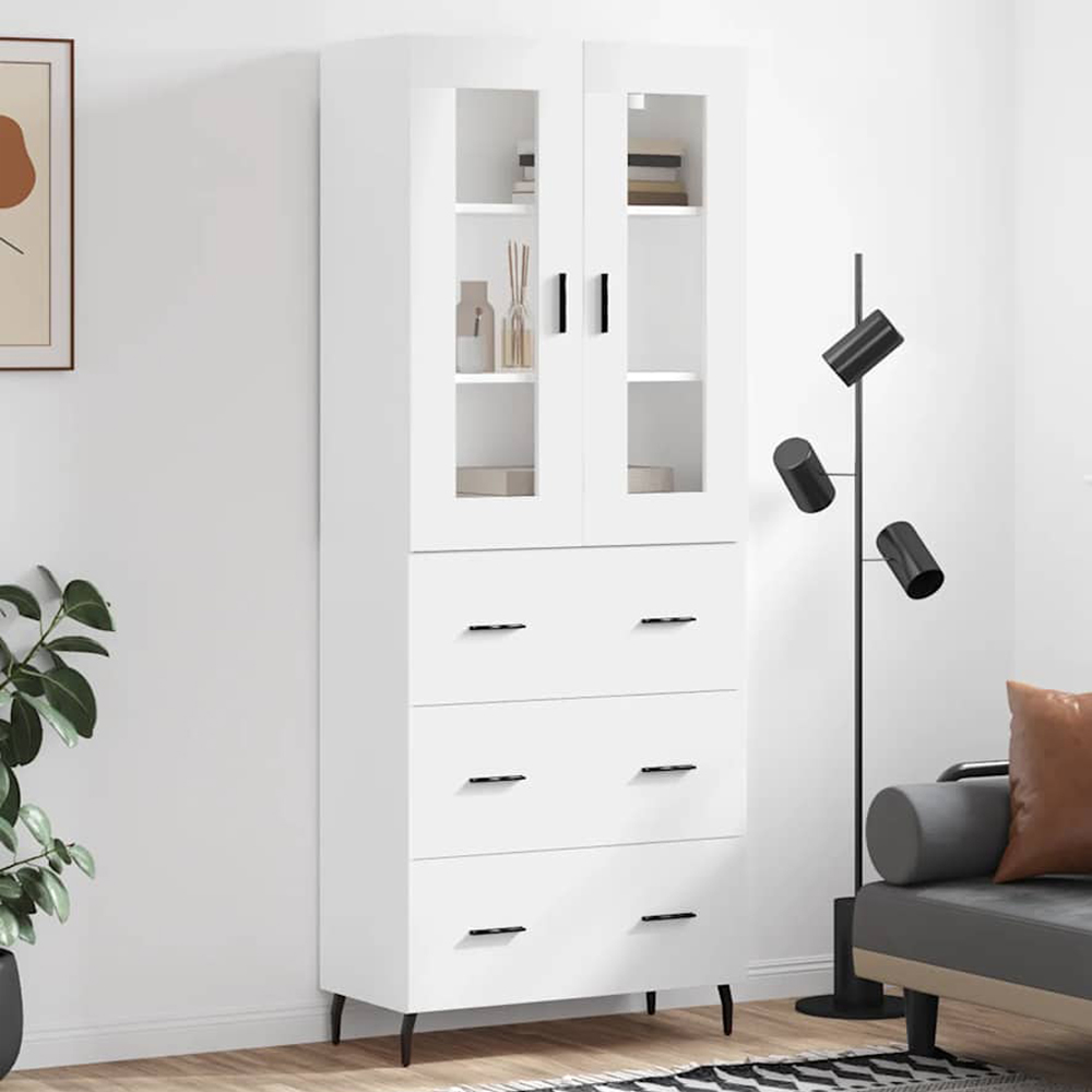 vidaXL 2 Door 3 Drawer 3 Shelf White Highboard Image 1