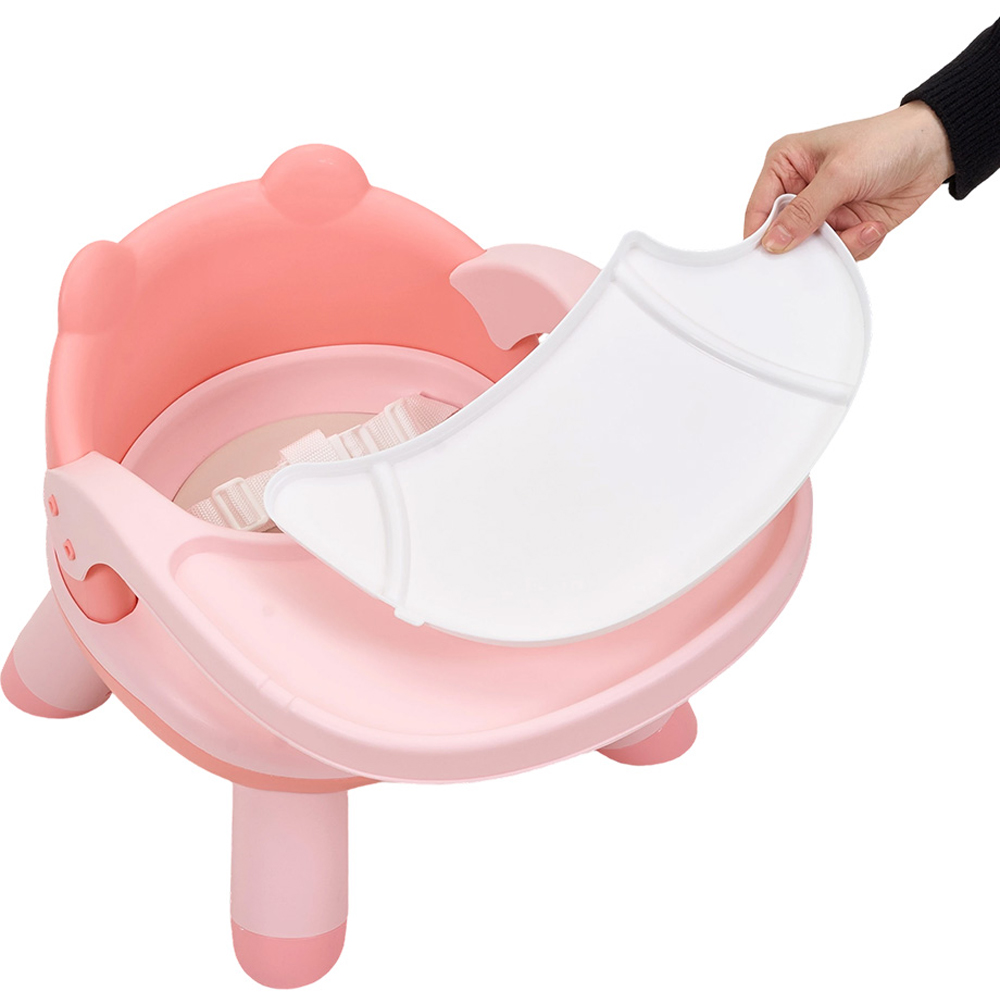H&O Direct Pink Low Plastic Baby Feeding Chair with Tray and 3 Point Harness Image 5