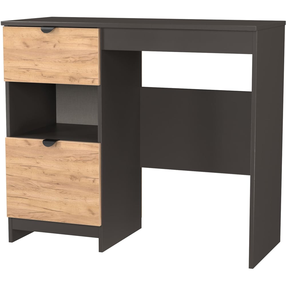 Crowndale Bora 2 Drawer Single Shelf Gold Oak and Graphite Vanity Image 4