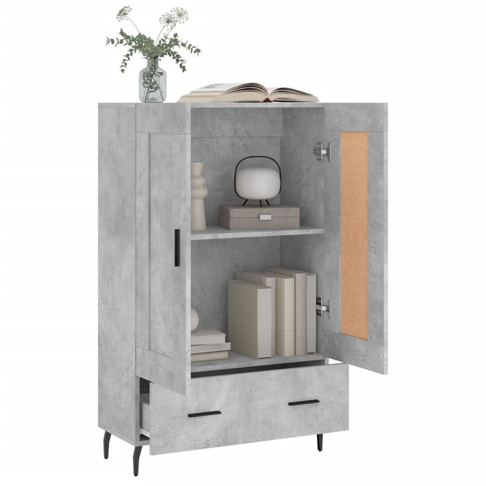 vidaXL 2 Door Single Drawer Concrete Grey Small Highboard Image 4