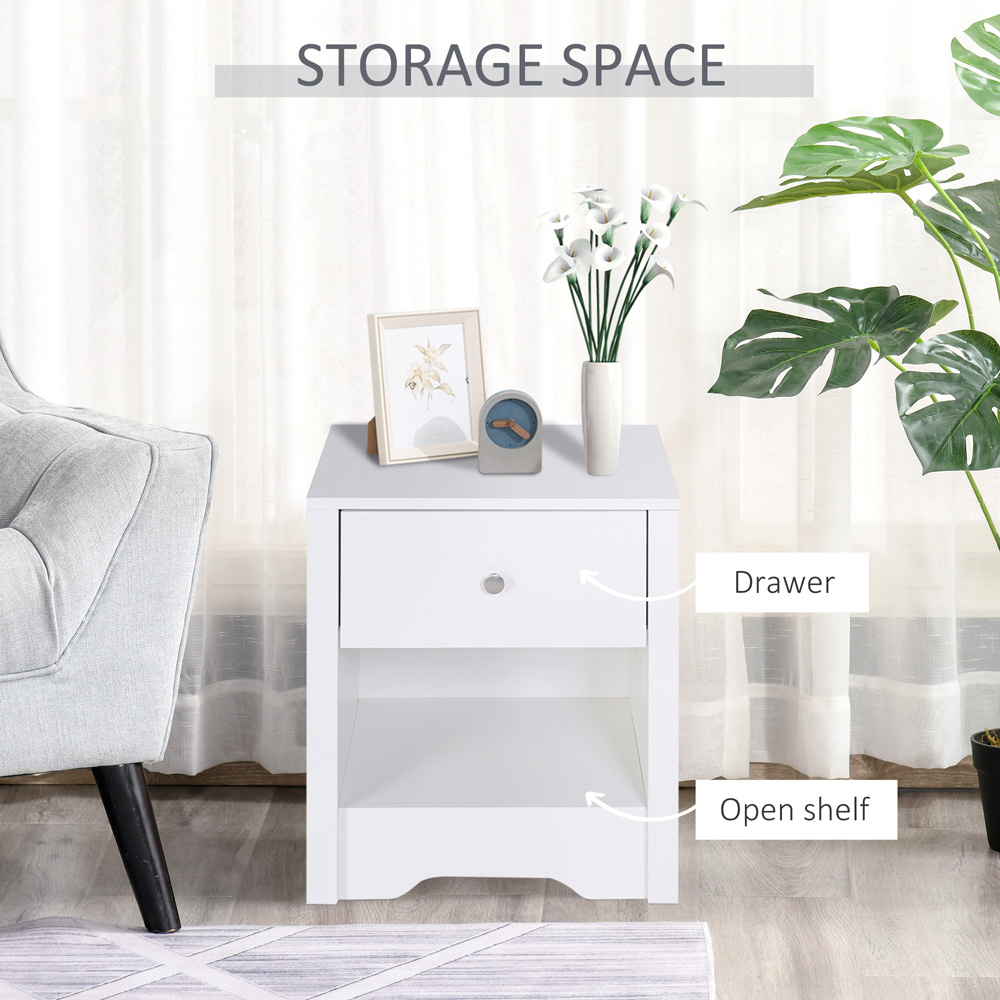 Portland Single Drawer White Bedside Table Image 4
