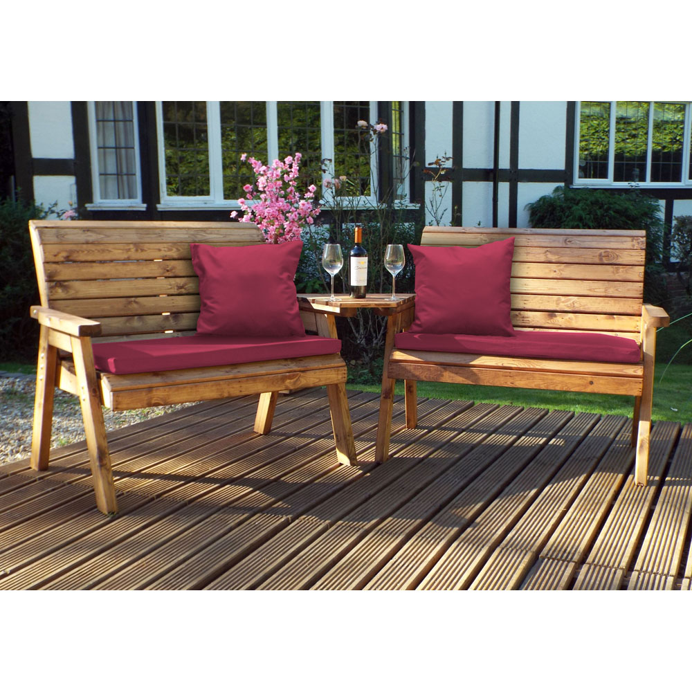 Charles Taylor 4 Seater Angled Bench Set with Red Cushions Image 2