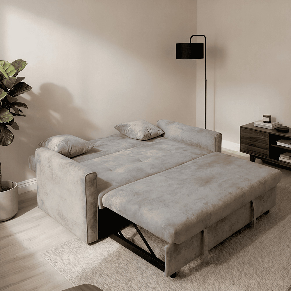Home Source Charleston 3 Seater Grey Velvet Sofa Bed Image 5