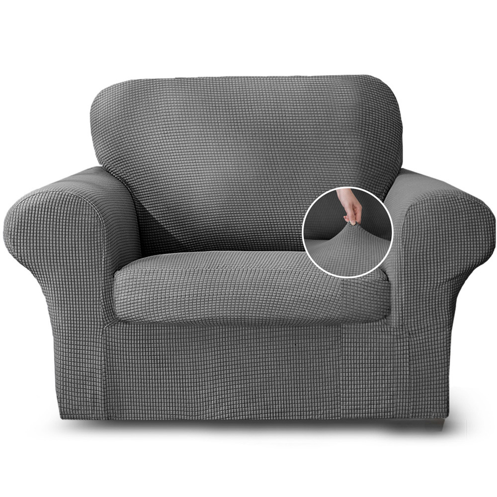 Homerepublic Single Seater Charcoal Delby Stretch Fit Sofa Cover Image 1