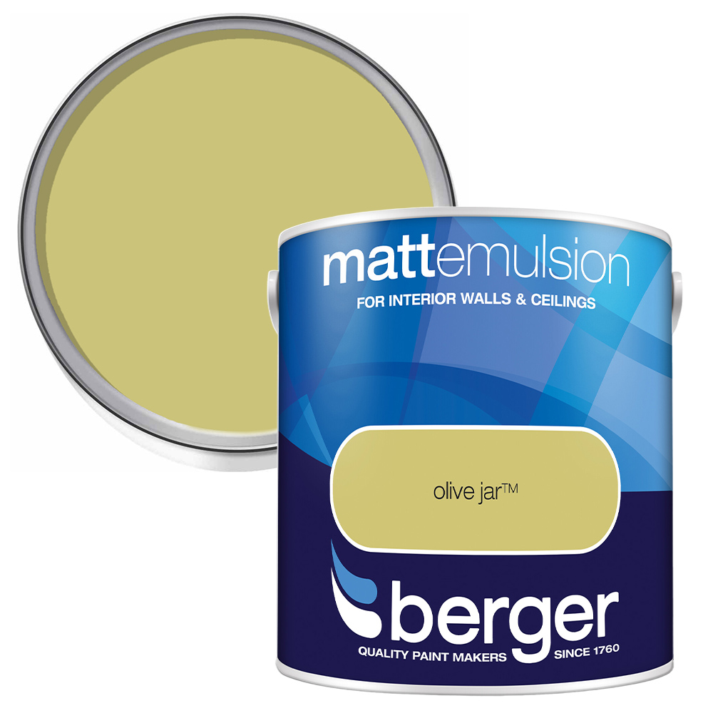 Berger Walls & Ceilings Olive Jar Matt Emulsion Paint 2.5L Image 1