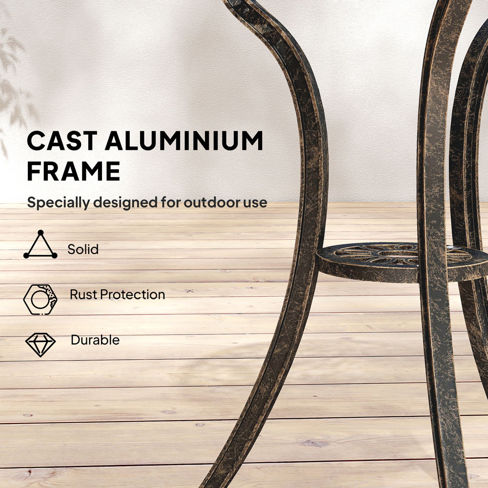 Outsunny 2 Seater Aluminium Brown Garden Bistro Set Image 6
