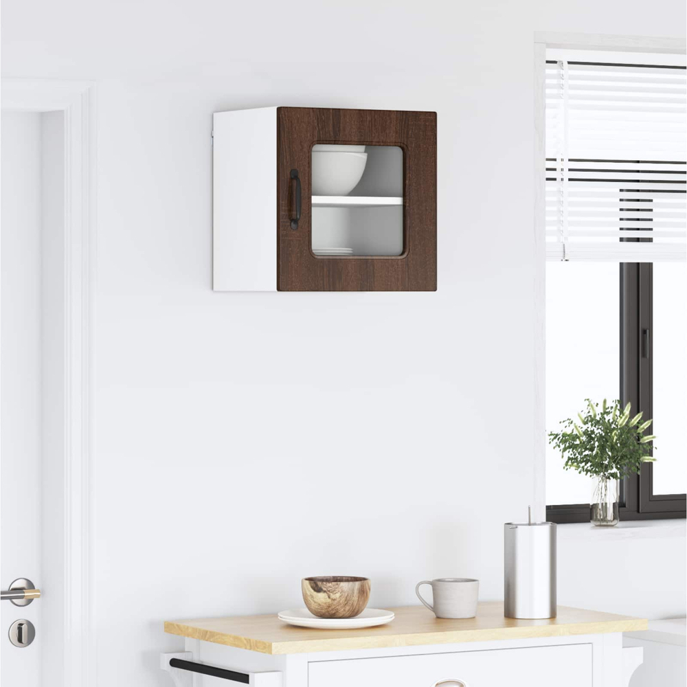 vidaXL Kalmar Single Glass Door Brown Oak Wall Mounted Kitchen Cabinet Image 9